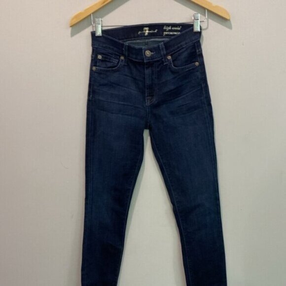 7 For All Mankind Jeans Gwenevere high waisted dark blue Jeans Size 25 - Picture 11 of 13